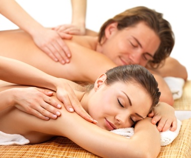 Portrait of a couple getting a romantic massage