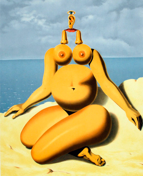 Cuadro cubista de Rene Magritte de una mujer desnuda