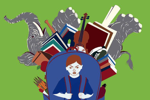 Dibujo de una mochila muy cargada