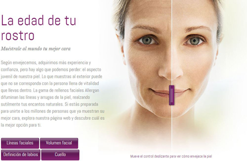 Pantallazo de la web de Allergantratamientosfaciales.es