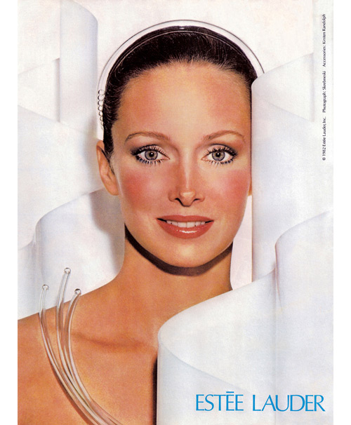 Karen Graham para Estée Lauder en una campaña de 1982