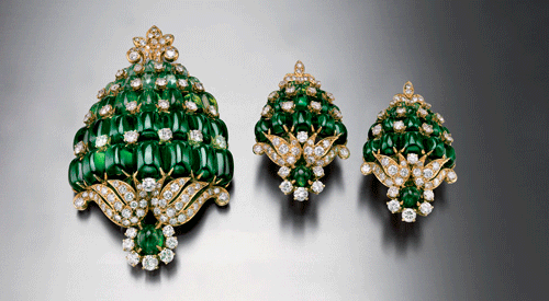 Broche de lujo esmeraldas y oro de Bulgari