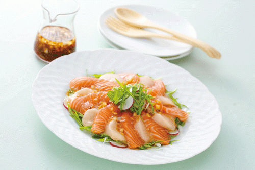 Carpaccio de salmón y vieira