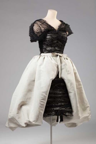 Vestido de chantilly negro de-Balenciaga