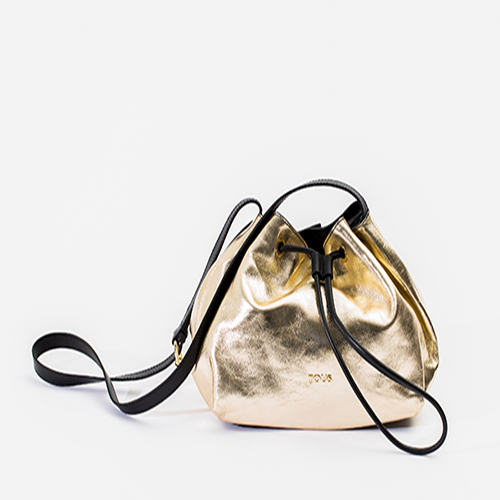 bolso, Tous, metálico, dorado