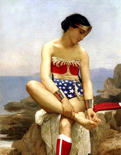 Superheroína quitándose una astilla de la planta del pie la-manada-1