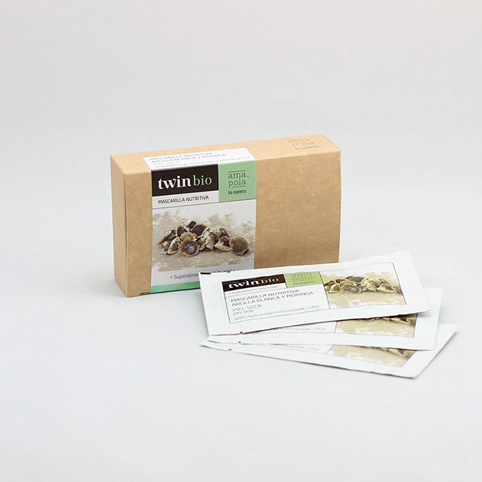 Mascarilla de arcilla blanca y moringa superalimentos-mascarilla nutritiva twinbio