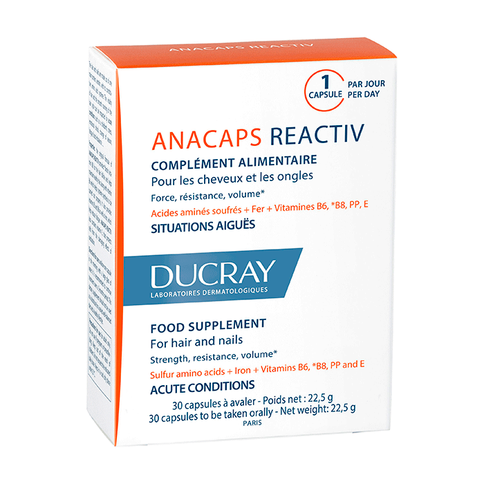 Ducray Anacaps Reactiv Food Supplement Front Outer Packaging 30 3282770203776