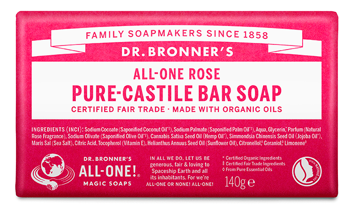 Pastilla De Jabón Artesanal Dr. Bronner´s Rose