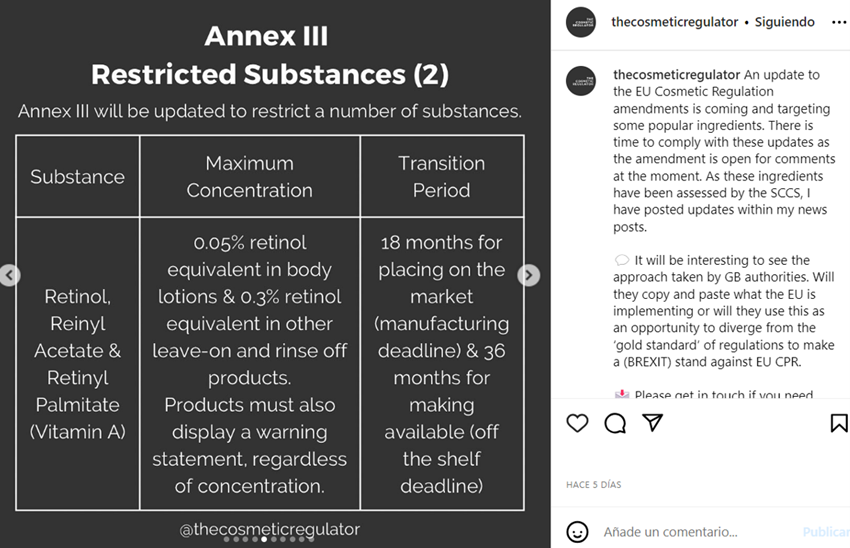 Comisión Europea retinol