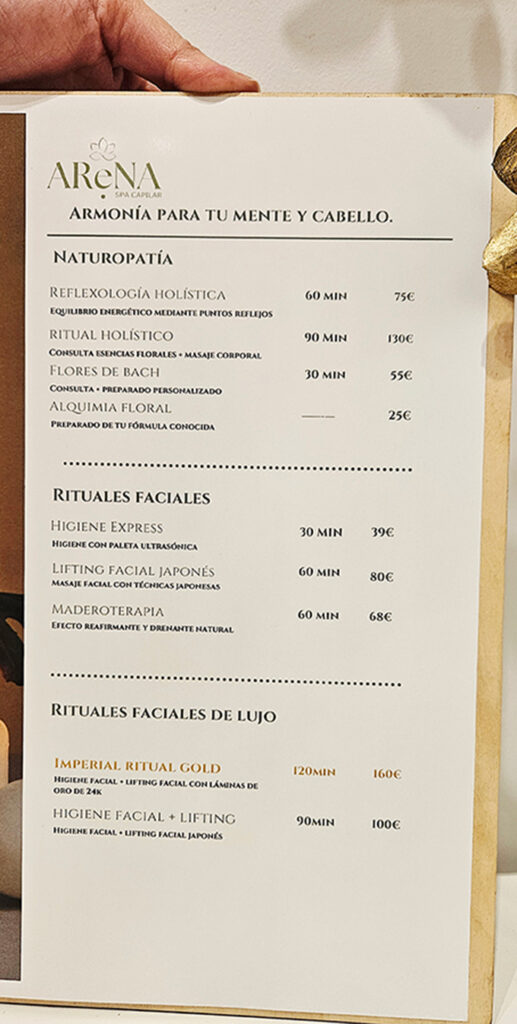Carta Wellness De Arena Spa Capilar