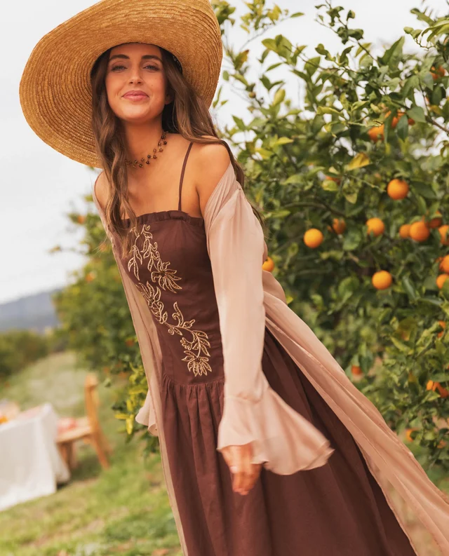 Vestido Invitada Con Sombrero Paja Otoño The Are